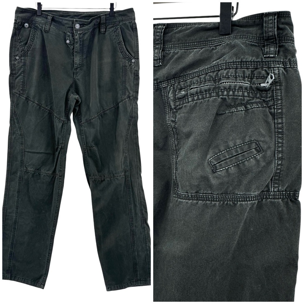 Men's Utility Pants Faded Black Tactical Straight Leg Cool Accents | 36” x 33”